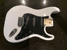 NEW LOADED STRAT BODY STRATOCASTER WHITE W/ BLACK PICKGUARD. FAST SHIPPING NICE!
