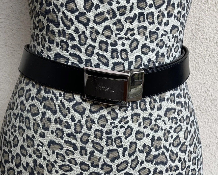 Versace Collection Vera pelle Men's Belt Logo Black leather