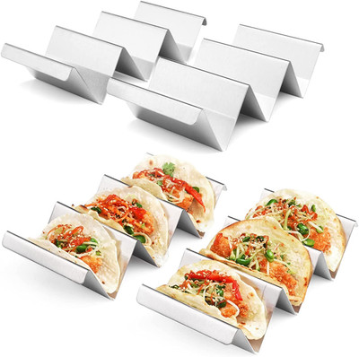 Taco Holders 4 Packs - Stainless Steel Taco Stand Rack Tray Style, Oven Safe for