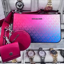 Michael Kors Jet Set Travel SM Tech 3in1 Crossbody Bag color shift Drk Raspberry