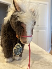 Vintage 1960s STEIFF Cosy Pony 28 Cm 11" Tall Brown/White Plush Dralon w/IDs