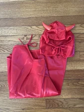 Vintage Toddler HALLOWEEN fabric Red Devil Horns and Cape 1980s