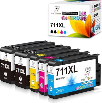 711XL Ink Cartridges 5 Pack Compatible for HP DesignJet T100 T120 T125 T130 T520