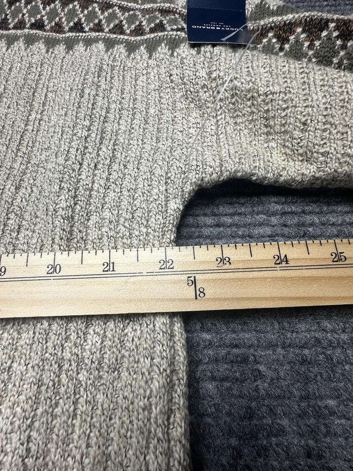 Suéter Lucky Brand Mujer Grande Beige Verde Frente Abierto Cárdigan Azteca Boho Tejido Foto 3 de 4