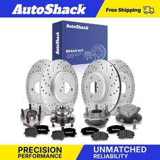 Front Rear Drilled Slotted Brake Rotors Pads Wheel Hub Kit for Dodge Charger