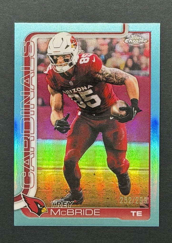 2025 Topps Chrome Trey McBride #4 Teal Refractor /299 Arizona Cardinals