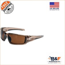 Uvex Hypershock Safety Glasses: Espresso Polarized Lens Brown Full Rim Frame