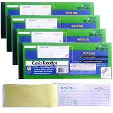4X Money Rent Cash Receipt Book 3 Part 30 Sets 2.75" X 7.5"