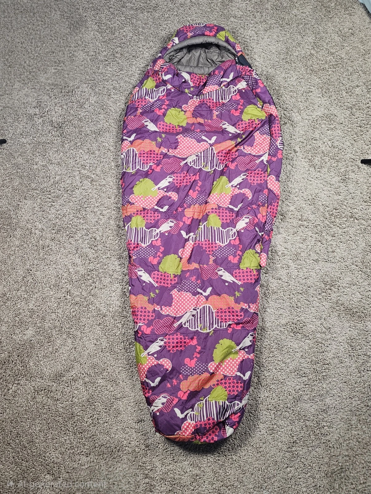 The North Face Tigger Kids Mummy Sleeping Bag multicolor red brown bird pattern