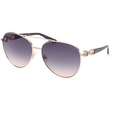 Guess Women's Sunglasses Shiny Rose Gold Metal Pilot Shape Frame GU00158 6128W