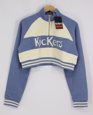 KICKERS WOMENS FUNNEL NECK HALF ZIP CROP SWEAT BLUE IB