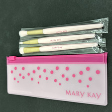 3 Piece Mary Kay Cosmetic Makeup Mini Essential Brush Set In A Bag New