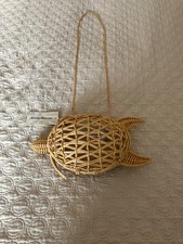 Tommy Bahama Woven Tan Natural Basket WICKER Sea Turtle Purse Bag RARE WITH TAG.
