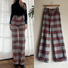 Vintage 1970s Plaid Bell Bottom Flares