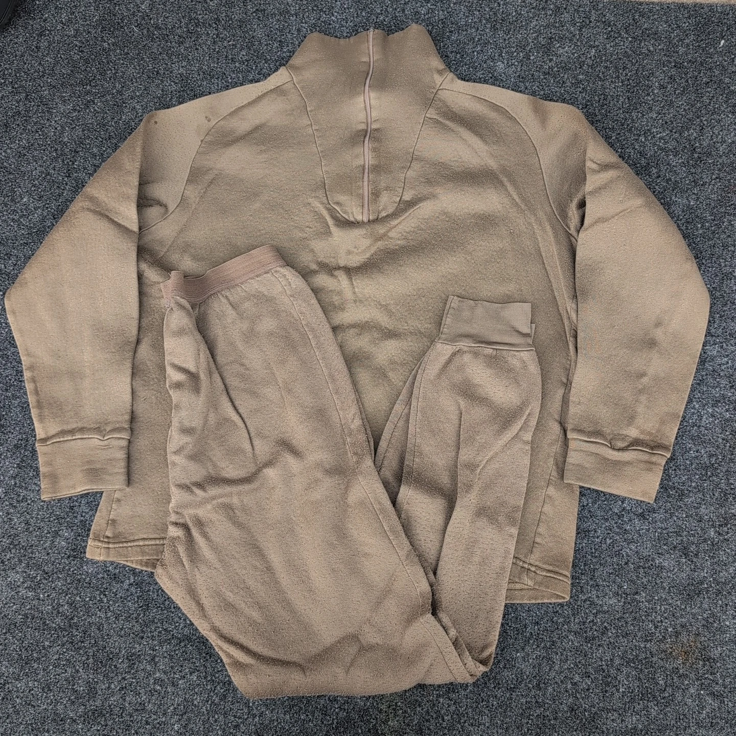 US Military Shirt Mens Large Brown Cold Weather Pants Polypropylene USA 2 pc Set