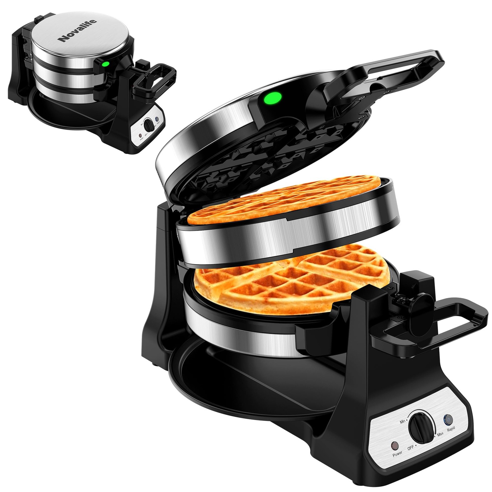 Waffle Maker, 1400W Belgian Waffle Maker, Double Waffle Iron