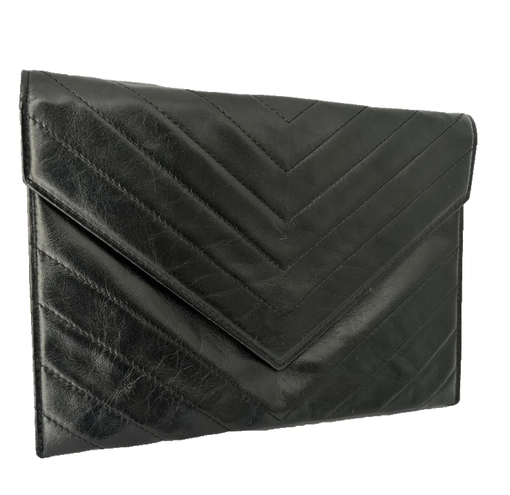 Yves Saint Laurent клатч V стежок кожи черный подлинный 0115 - Изображение 4 из 4