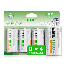 Rechargeable D Batteries, 10000Mah Ni-Mh High Capacity D Cell Battery New Retail