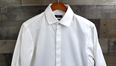 Hugo Boss Shirt Mens 15.5 32/33 White Sharp Fit Dress French Cuff Long  Sleeve | eBay