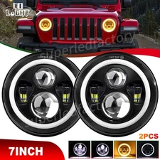For Jeep Wrangler JK TJ LJ Halo 7'' INCH LED Headlights DRL LAMP Pair HI/LO Beam