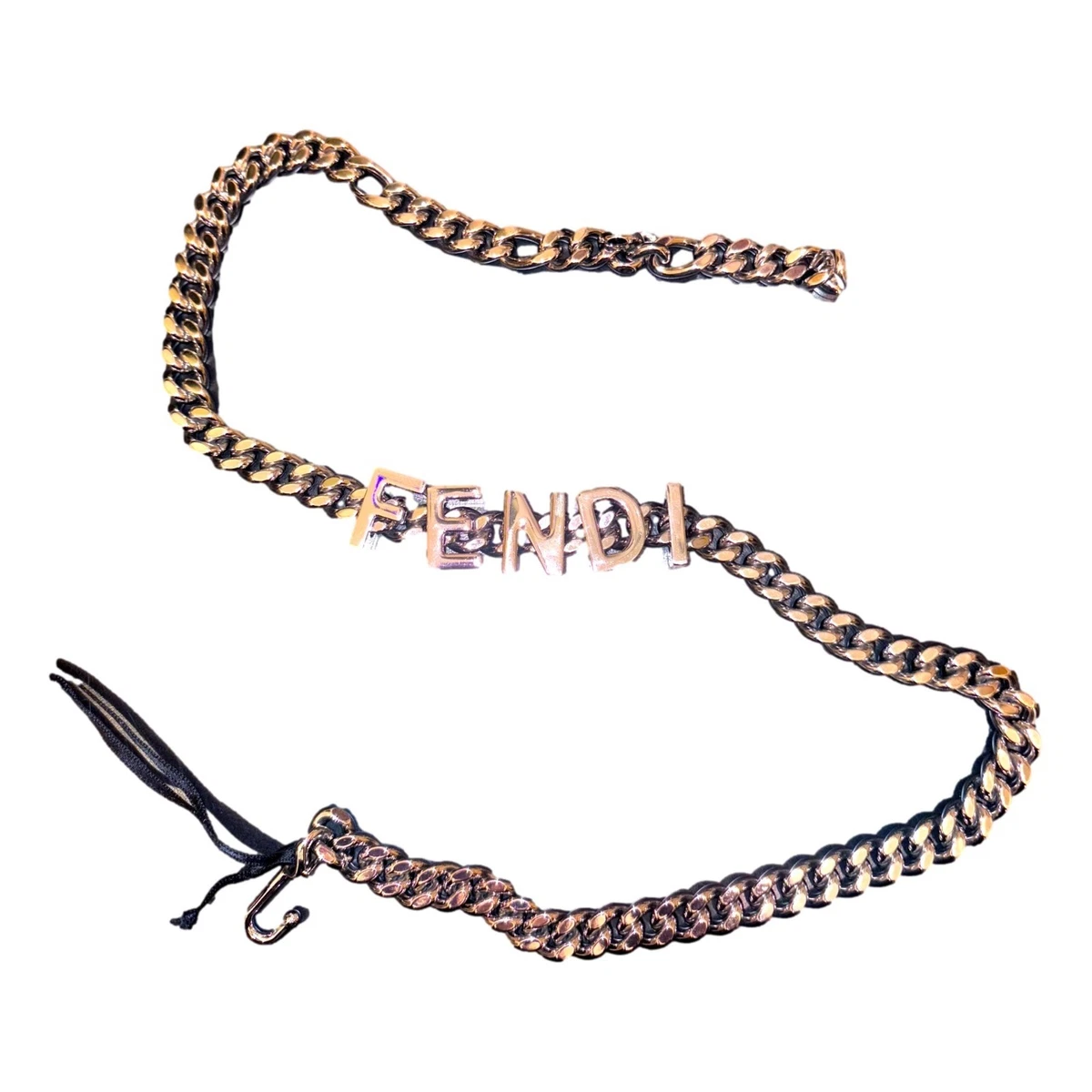 Fendi Lettering Silver Chain Statement Belt Size display picture 3