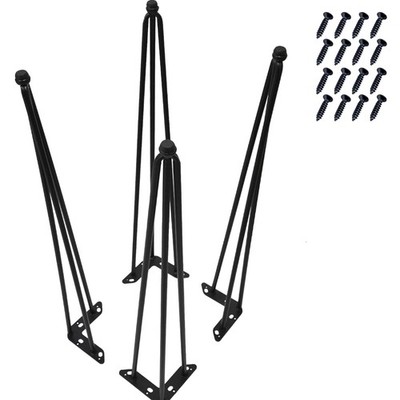 Set of 4 Durable 30-Inch Hairpin Legs for Coffee & Dining Tables - Black Finish