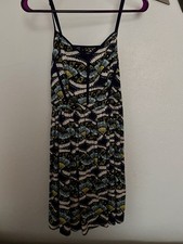 Navy Blue Green White Geometric Sundress with spaghetti straps 