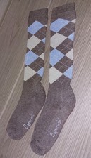 Braun-beige-karierte Esperado Kniestrümpfe * Gr. 38-40 * Reitersocken
