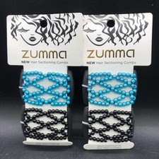 Zumma Mini Hair Sectioning Combs 2 Packages With Elastic Beaded Connectors B