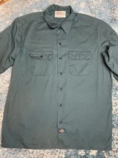 Vintage Dickies Button Up Work Shirt Size Large Green Flaw