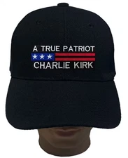Charlie Kirk "Freedom" Hat Turning Point USA BLACK Patriotic Baseball Cap