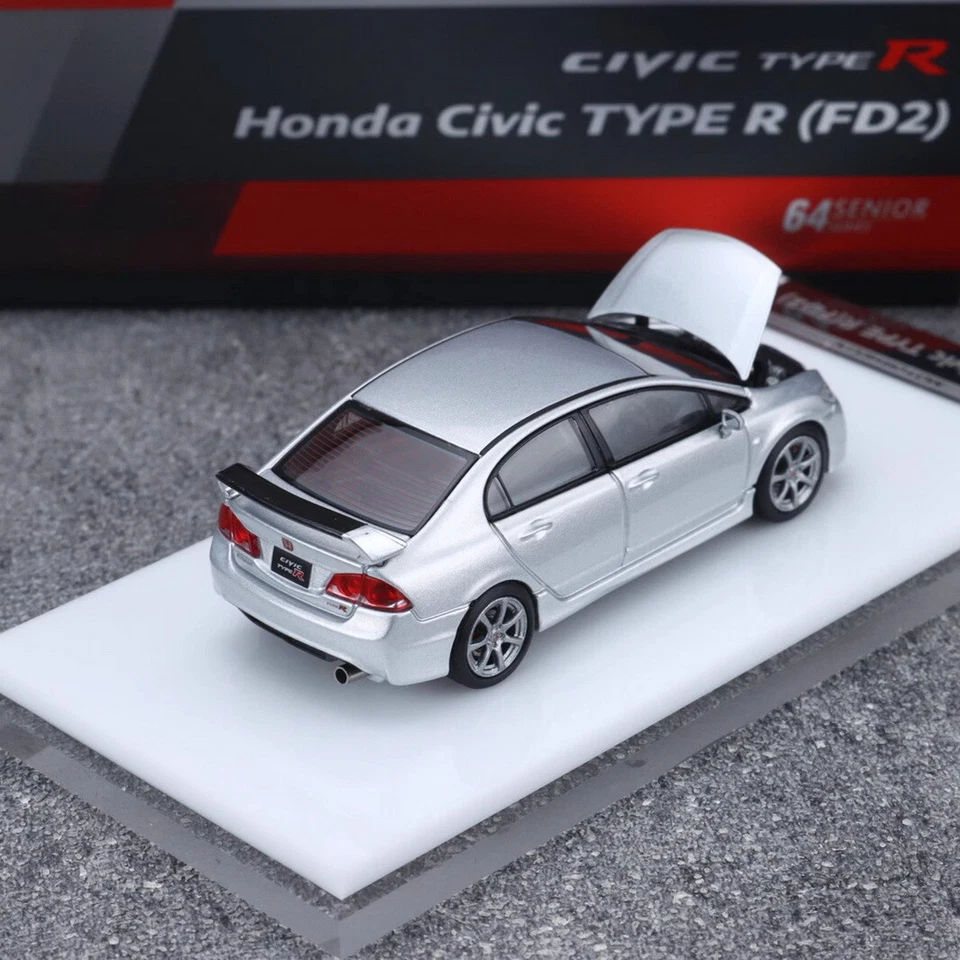 MH Escala 1/64 Honda Civic Tipo R FD2 Plateado Diecast Coche Modelo Juguete Regalo Foto 4 de 4