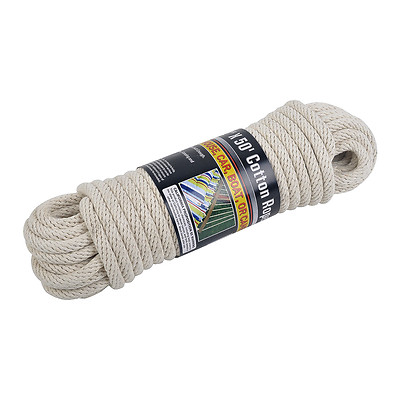 NEW 50' ft Solid Braided COTTON ROPE, 1/2'' Thick 110 lbs Load, Boat Camping