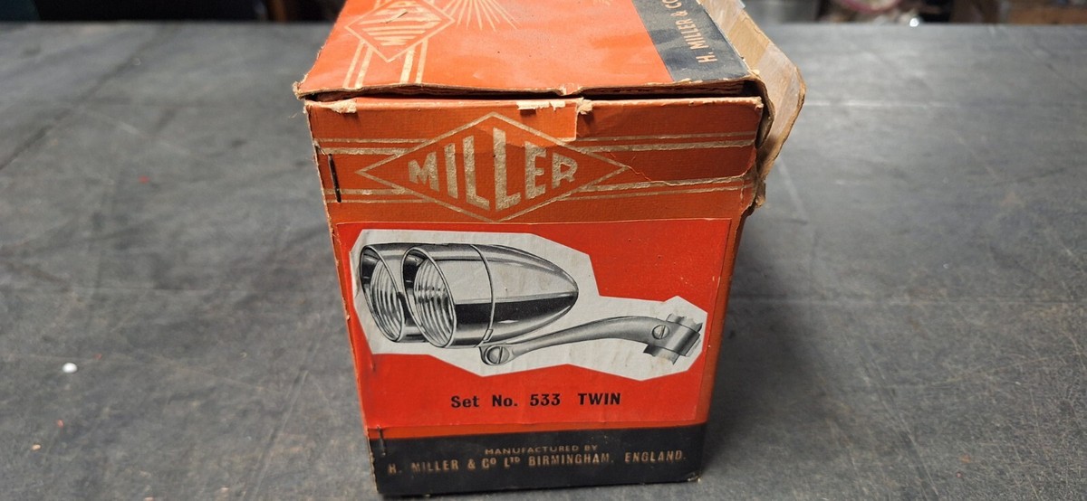 Vintage Miller bicycle dynamo lightning set. Model 537 T FW.ST