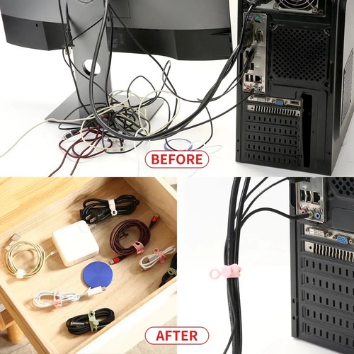 5PCS Silicone Cable Ties With Button Loop Strap Wire Cord Management Solution - 第 5/11 張圖片