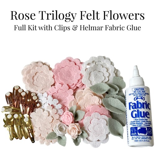 Felt Roses Kit in Soft Pinks ~ Die Cut Flower & Leaf Shapes - Bild 6 von 12