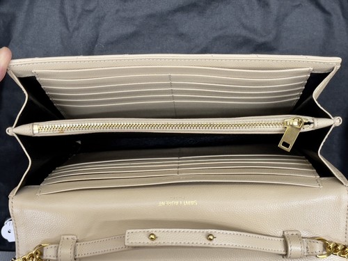 YSL Saint Laurent Monogram Envelope Medium Wallet on Chain in Grained Leather - Picture 11 of 13