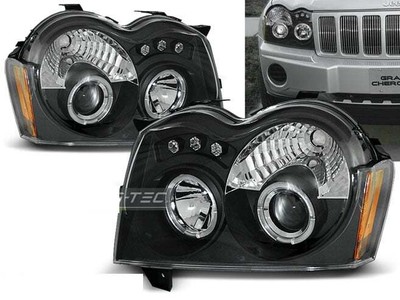Strålkastare for Chrysler for Jeep GRAND CHEROKEE 05-08 Angel Eyes Black Gratis 