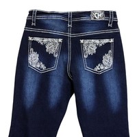 Cowgirl Hardware Youth Girl's Lace Pocket Bootcut Bling Jeans 402009-810 Cowgirl Hardware Youth Girl's Lace Pocket Bootcut Bling Jeans 402009-810