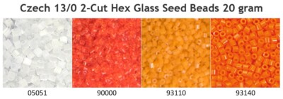 Czech 13/0 2cut Preciosa Hex Glass Seed Beads 20 gram