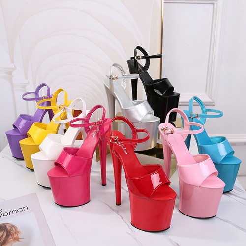 Scarpe da ballo plateau tacco alto donna sexy festa 20 cm fibbia sandali estivi - Foto 1 di 16