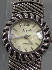 White Dial Silver Tone Round Case Hinge Open Cuff Bracelet Band Watch