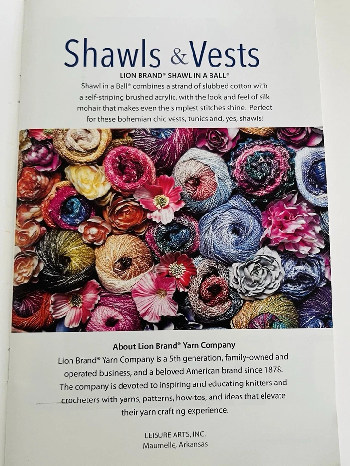 Leisure Arts SHAWLS & VESTS Crochet Pattern Book (2017) Lion Brand Yarns - Image 2 of 4