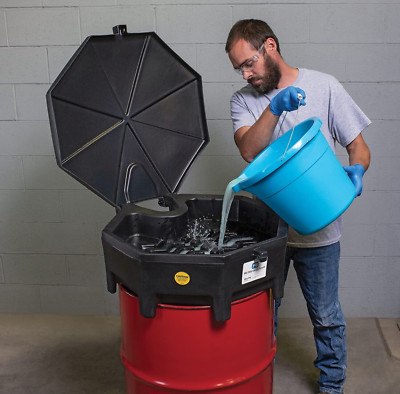 Drum Funnel w/ Lid for Pouring Waste Oil 55 Gallon Drum Rain Barrel Anti Splash