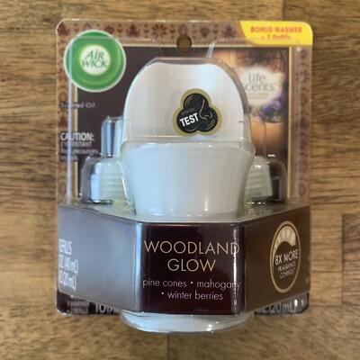 AIR WICK LIFE SCENTS 3 Pack WOODLAND GLOW Mahogany & Pine Cones Scented Oil NOS