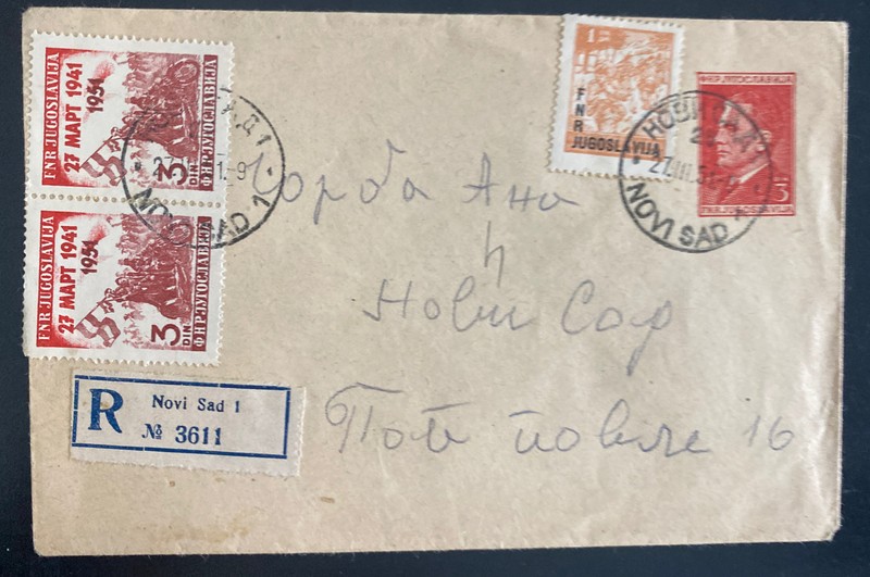 1951 Novi Sad Yugoslavia Registered Postal stationery  Cover
