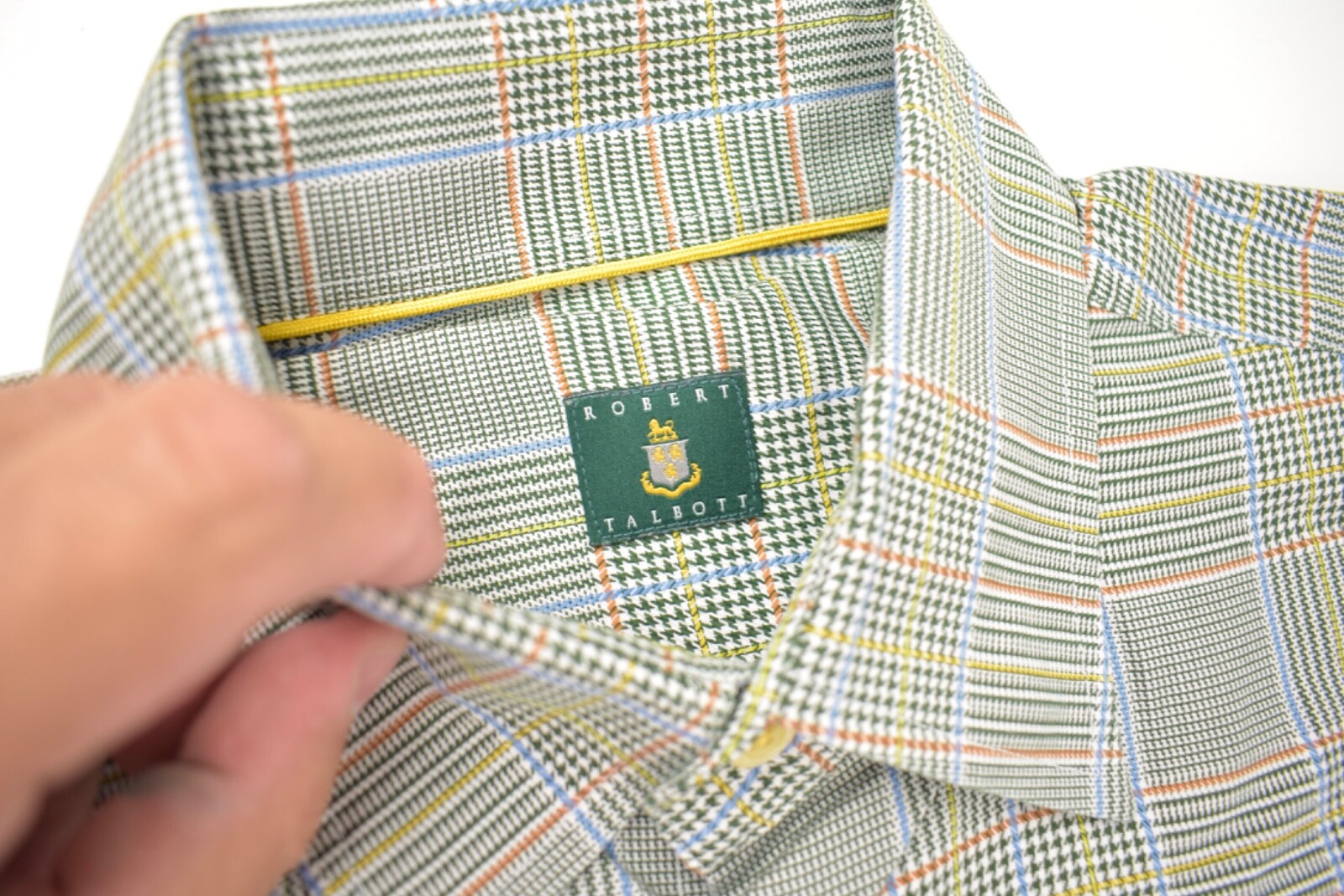 Robert Talbott Green Plaid Button Down Collar 100… - image 2