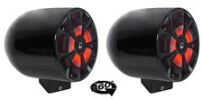  2 Rockville 6.5" LED 360  Swivel Black Aluminum Surface Mount Boat Speakers