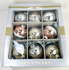 Shiny Brite Christoper Radko Round Glass Ball Ornaments Set of 9-Striped