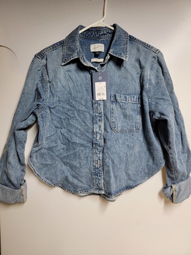 Universal Thread Women's Cropped Fit Denim Jacket Size L Blue Medium Wash